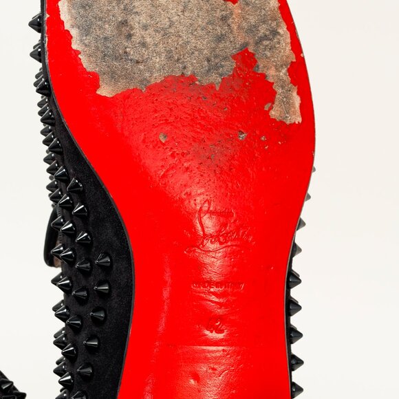 Christian Louboutin Dandelion Spikes Black Veau Velours Loafer - Picture 5 of 9